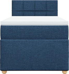 vidaXL Κρεβάτι Boxspring με Στρώμα Μπλε 100 x 200 εκ. Υφασμάτινο