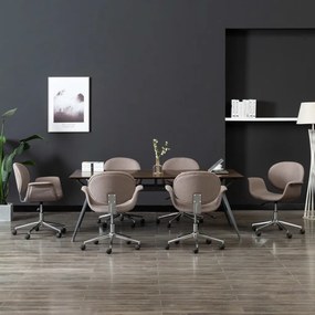 vidaXL Καρέκλες Τραπεζαρίας Περιστρεφόμενες 6 τεμ. Taupe Υφασμάτινες