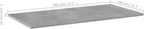 vidaXL Ράφια Βιβλιοθήκης 4 τεμ. Γκρι Σκυροδ. 80x40x1,5 εκ. Επεξ. Ξύλο