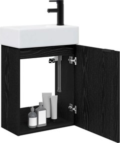 vidaXL Μονάδα μπάνιου με βρύση Μαύρη Δρυς 45,5 x 22,5 x 84 εκ