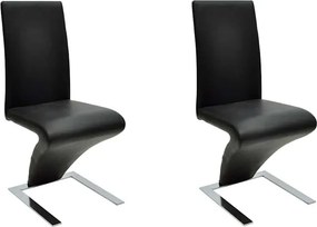 vidaXL Καρέκλες Τραπεζαρίας 2 τεμ. Μαύρες από Συνθετικό Δέρμα