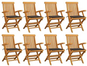 vidaXL Καρέκλες Κήπου 8 τεμ. από Μασίφ Ξύλο Teak με Taupe Μαξιλάρια