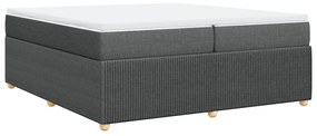 Κρεβάτι Boxspring με Στρώμα Σκούρο Γκρι 200x200 εκ. Υφασμάτινο - Γκρι