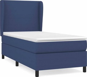 vidaXL Κρεβάτι Boxspring με Στρώμα Μπλε 100 x 200 εκ. Υφασμάτινο
