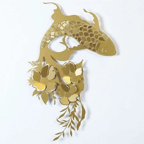 Διακοσμητικό Τοίχου Carpa Koi 507ATP1185 44x67cm Gold Wallity Ατσάλι