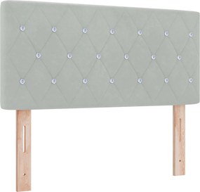 vidaXL Κρεβάτι Box Spring με Στρώμα και LED Ανοιχτό γκρι 90 x 190 cm