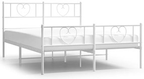 vidaXL Πλαίσιο Κρεβατιού με Κεφαλάρι&Ποδαρικό Λευκό 120x190εκ. Μέταλλο