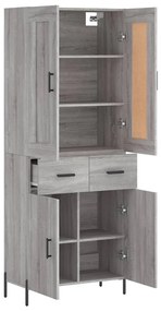 vidaXL Ντουλάπι Γκρι Sonoma 69,5 x 34 x 180 εκ. Επεξεργασμένο Ξύλο
