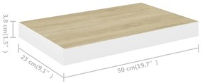 Ράφι Τοίχου Δρυς/Άσπρο 50x23x3,8 εκ. MDF - Καφέ