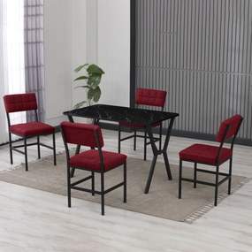 Extendable Dining Table &amp; Chairs Set (5 Pieces) Dubai - Burgundy, Black Burgundy
Black