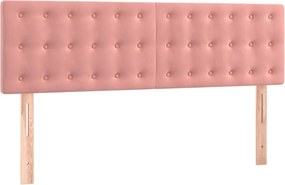 vidaXL Κρεβάτι Boxspring με Στρώμα &amp; LED Ροζ 140x190 εκ. Βελούδινο