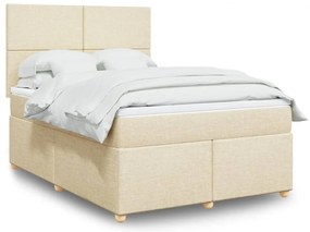 vidaXL Κρεβάτι Boxspring με Στρώμα Κρεμ 140x190 εκ. Υφασμάτινο