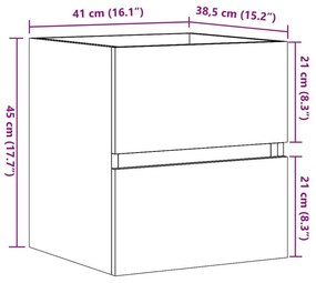 Ντουλάπι Νιπτήρα Γκρι Σκυροδ. 41x38,5x45 εκ. Επεξεργασμένο Ξύλο - Γκρι