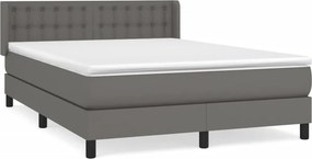 vidaXL Κρεβάτι Boxspring με Στρώμα Γκρι 140x190εκ. από Συνθετικό Δέρμα