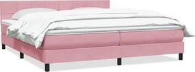 vidaXL Κρεβάτι Boxspring με Στρώμα Ροζ 180x210 εκ. Βελούδινο