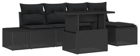 vidaXL Σετ Καναπέ Κήπου με αποθήκευση 6 pcs Μαύρο Πολυ ράταν