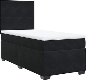 vidaXL Κρεβάτι Boxspring με Στρώμα Μαύρο 100x200 εκ. Βελούδινο