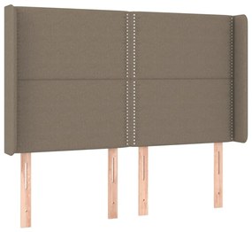 Κρεβάτι Boxspring με Στρώμα &amp; LED Taupe 140x190 εκ. Υφασμάτινο - Μπεζ-Γκρι