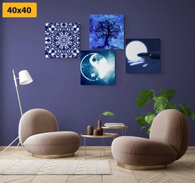 Σετ εικόνων Φενγκ Σούι σε μπλε σχέδιο - 4x 60x60