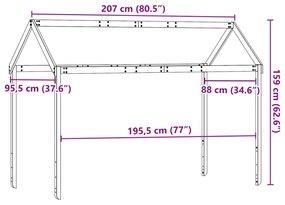 Οροφή Κρεβατιού Παιδική Καφέ 207x95,5x159 εκ. Μασίφ Ξύλο Πεύκου - Καφέ