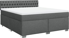 vidaXL Κρεβάτι Boxspring με Στρώμα Σκούρο Γκρι 180x200 εκ Υφασμάτιν