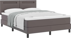 vidaXL Κρεβάτι με ελατήρια με στρώμα Γκρι 140 x 200 cm Τεχνητό δέρμα