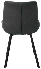 Καρέκλα Μεταλλική MATT Μαύρη/Ύφασμα Suede Ανθρακί 55x61x88cm (Σετ 4 ΤΕΜ)
