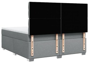 Κρεβάτι Boxspring με Στρώμα Ανοιχτό Γκρι 180x200 εκ. Υφασμάτινο - Γκρι