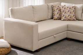 Corner Sofa-Bed Aly Arzilla Right - Cream Cream