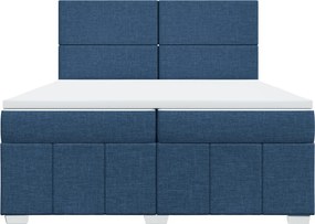 vidaXL Κρεβάτι Boxspring με Στρώμα Μπλε 200x200 εκ. Υφασμάτινο
