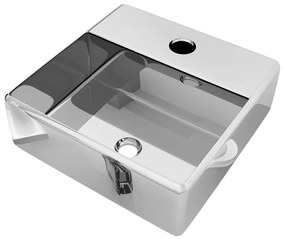 vidaXL Νιπτήρας με Οπή Βρύσης Ασημί 38 x 30 x 11,5 εκ. Κεραμικός