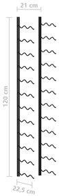 Βάση Κρασιών Τοίχου για 24 Φιάλες Μαύρη Σιδερένια - Μαύρο