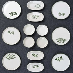 Σερβίτσιο Πιάτα Φαγητού (Σετ 14Τμχ) 639OKK1166 White-Green Hermia 14 τμχ Κεραμικό