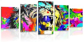 Εικόνα 5 τμημάτων πολύχρωμο κεφάλι λιονταριού - 200x100