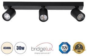60348 GloboStar® GLOBOSTAR® LEONARDO 60348 Μοντέρνο Φωτιστικό Οροφής LED 30W 3600lm 60° AC 220-240V IP20 Φυσικό Λευκό 4500K - Bridgelux COB - Μαύρο - Μ52 x Π7 x Υ11.8cm - 5 Χρόνια Εγγύηση