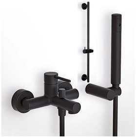 Eurorama Tonda Black Matt 145210-400 Μπαταρία Λουτρού Με Tηλέφωνο, Eπίτοιχο Στήριγμα Tηλεφώνου &amp; PVC Σπιράλ+SINTESI βέργα