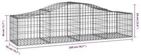 Συρματοκιβώτια Τοξωτά 8 τεμ. 200x50x40/60 εκ. Γαλβαν. Ατσάλι - Ασήμι