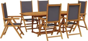 vidaXL Σετ Τραπεζαρίας Κήπου 7 τεμ. Ανθρακί Ύφασμα/Μασίφ Πεύκου