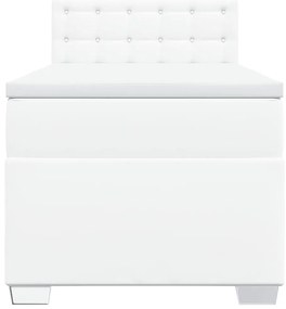 vidaXL Κρεβάτι Boxspring με Στρώμα Λευκό 90x200εκ. από Συνθετικό Δέρμα