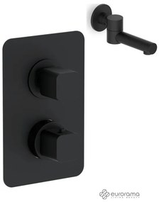Eurorama QUADRA Thermo Black matt Στόμιο Περιστρεφόμενο+Θερμοστατικός μίκτης εντοιχισμού 2 ή 3 εξόδων με εκτροπέα