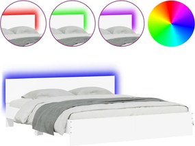 vidaXL Πλαίσιο Κρεβατιού με Κεφαλάρι/LED Λευκό 200 x 200 εκ.