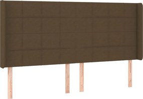 vidaXL Κρεβάτι Boxspring με Στρώμα &amp; LED Σκ.Καφέ 200x200εκ. Υφασμάτινο
