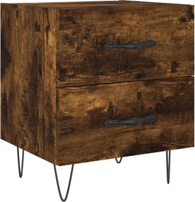 vidaXL Κομοδίνα 2 τεμ. Καπνιστή Δρυς 40 x 35 x 47,5 εκ. Επεξεργ. Ξύλο