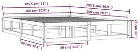 Πλαίσιο Κρεβατιού Λευκό 180 x 200 εκ. Μασίφ Ξύλο Super King - Λευκό