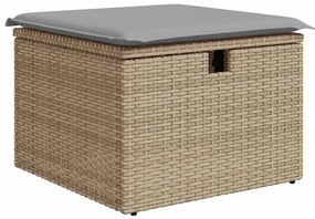 vidaXL Σετ Καναπέ Κήπου με μαξιλάρι 6 pcs Μπεζ Πολυ ράταν
