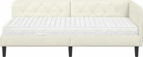 vidaXL Κρεβάτι Γωνίας Κρεμ 90 x 190 cm Βελούδο