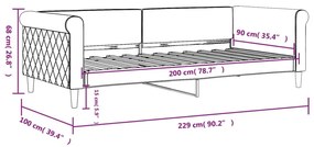 Καναπές Κρεβάτι Σκούρο Γκρι 90 x 200 εκ. Βελούδινος - Γκρι