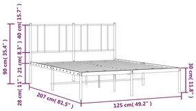 ΠΛΑΙΣΙΟ ΚΡΕΒΑΤΙΟΥ ΜΕ ΚΕΦΑΛΑΡΙ ΜΑΥΡΟ 120 X 200 ΕΚ. ΜΕΤΑΛΛΙΚΟ 352478