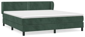 vidaXL Κρεβάτι Boxspring με Στρώμα Σκούρο Πράσινο 160x200εκ. Βελούδινο