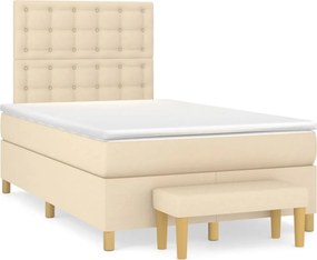 vidaXL Κρεβάτι Boxspring με Στρώμα Κρεμ 120x200 εκ. Υφασμάτινο